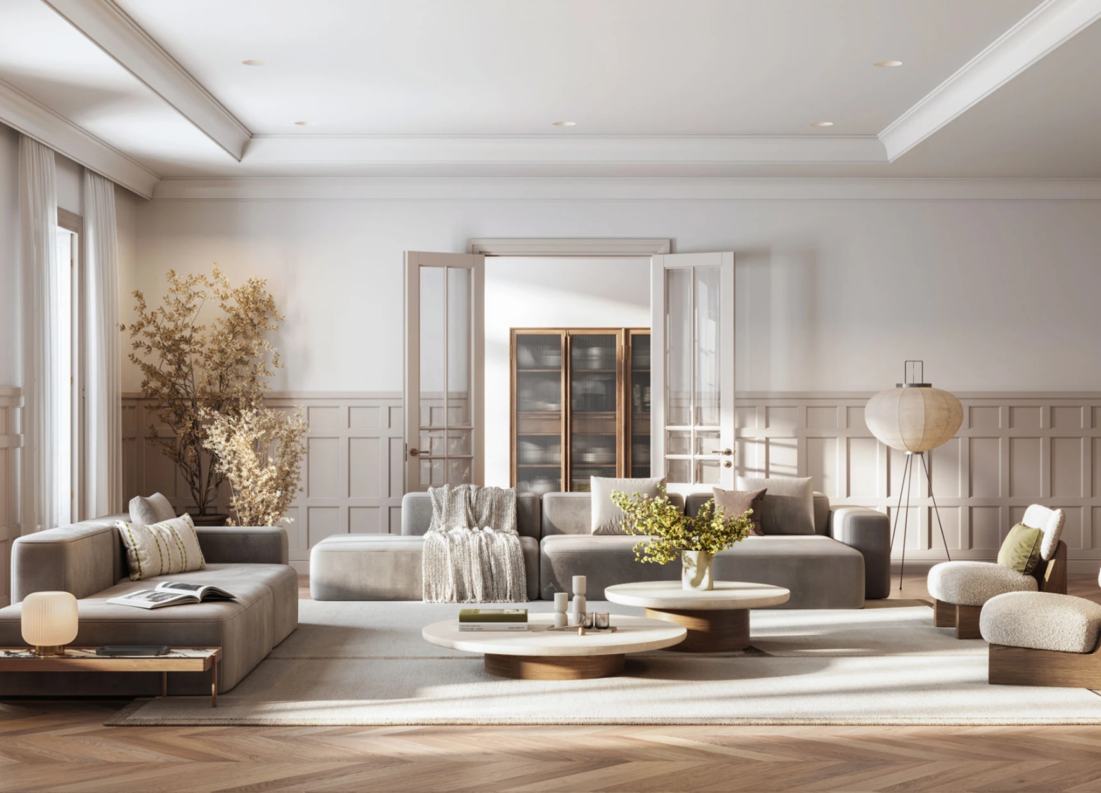 Modern living room with neutral tones