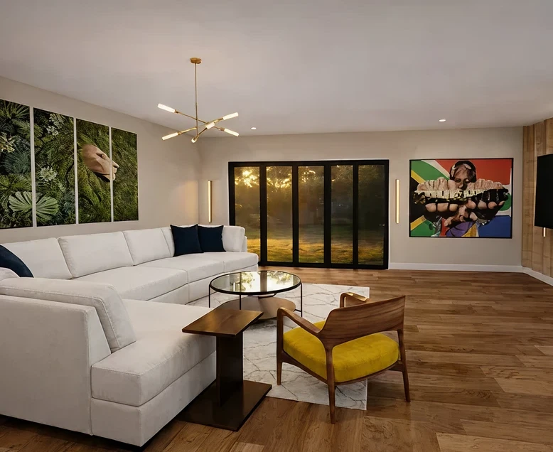 Contemporary artwork in elegant living space