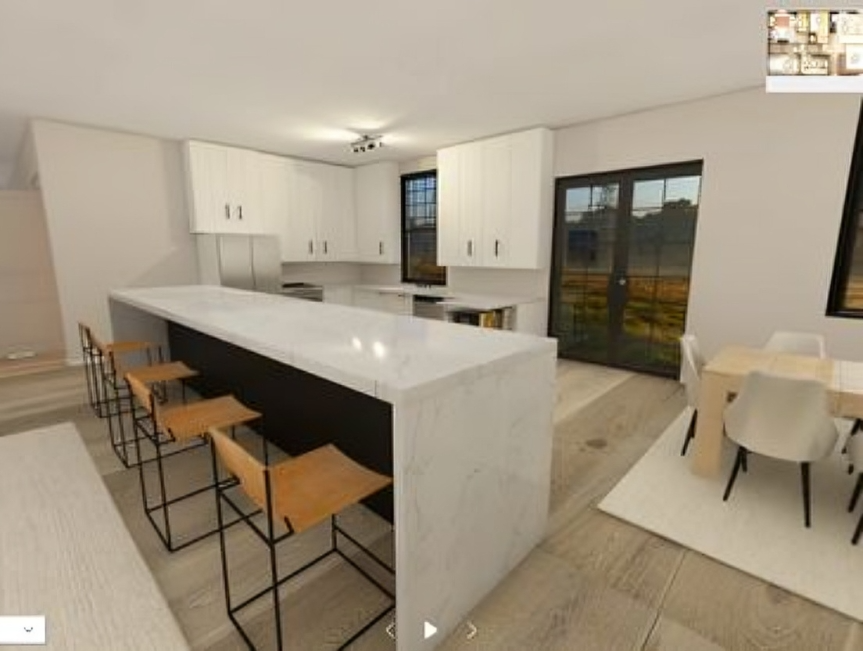 Modern kitchen with marble island